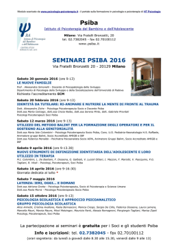 Calendario seminari Psiba 2016  - Psicologia
