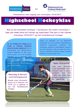 flyer Highschool Hockeyklas Scheldemond 2016-2017