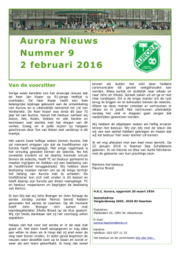 Aurora Nieuws Nummer 9 2 februari 2016