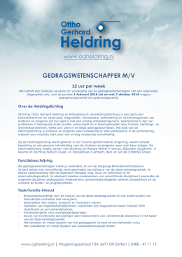 GEDRAGSWETENSCHAPPER M/V - Ottho Gerhard Heldringstichting