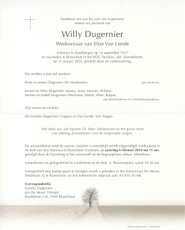 Willy Dugernier °14/09/1927 - †31/01/2016
