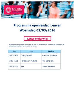Programma openlesdag Leuven Woensdag 02/03/2016