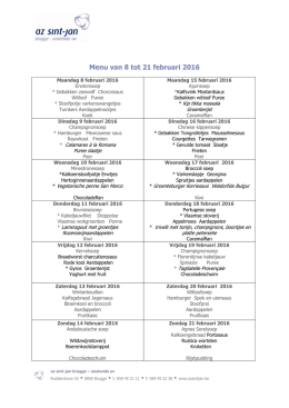 Menu van 8 tot 21 februari 2016 - AZ Sint-Jan Brugge