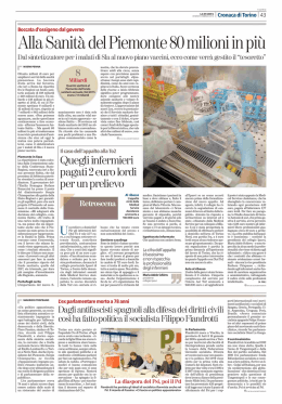 Alla Sanità del Piemonte 80 milioni in più (La Stampa Torino)