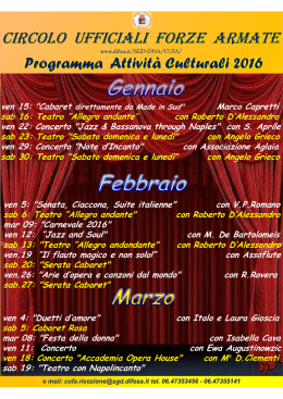 Programma attività culturali gennaio marzo 2016