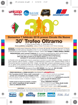 7 febbraio 30^ Trofeo Oltrarno - Firenze