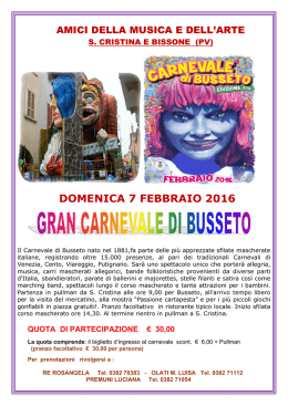 DOMENICA 7 FEBBRAIO 2016 - Assomusica Santa Cristina
