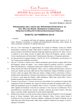 Cerimoniale inizio Ministero Episcopale di Mons. Cornacchia