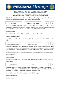 Pezzana Orange - Comunicato 5 - Orange League 2015-2016