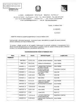 Planning mese febbraio 2016 - Liceo Classico "Mario Cutelli"