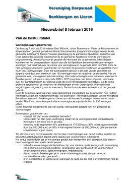 Nieuwsbrief 8 februari 2016 - Dorpsraad Beekbergen en Lieren