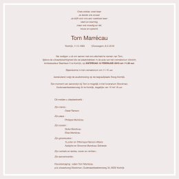 Tom Marrécau - STOCKMAN uitvaartzorg