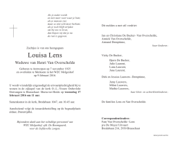 Louisa Lens °07/11/1925 - †09/02/2016