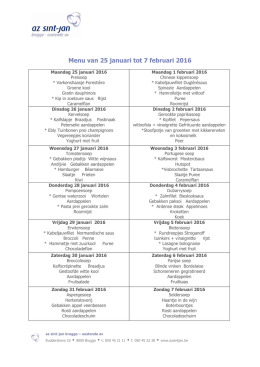 Menu van 25 januari tot 7 februari 2016 - AZ Sint