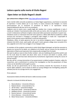 Lettera aperta sulla morte di Giulio Regeni Open letter on Giulio