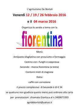 menu` speciale fiorentina - Agriturismo | De Bortoli