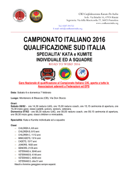 CKI 06/07 Febbraio 2016 Qualificazioni Sud Italia