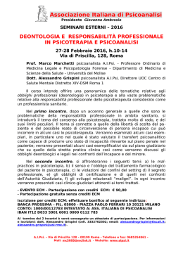 Presentazione - AIPsi Associazione Italiana di Psicoanalisi