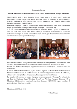 "Giordano Bruno" e l`UNICEF per i corridoi di sostegno umanitario