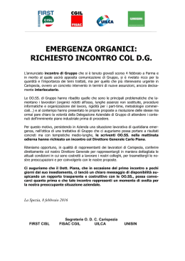 emergenza organici: richiesto incontro col dg