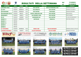 RISULTATI DELLA SETTIMANA