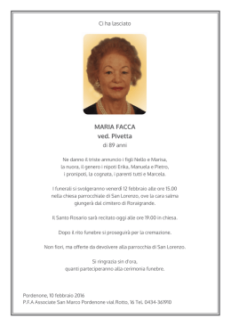 Maria Facca - annunci funebri