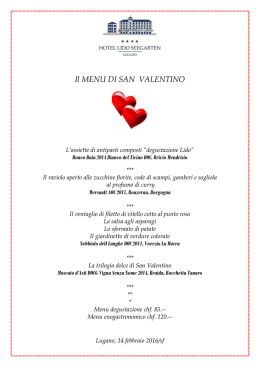 Il menu di San Valentino - Lugano