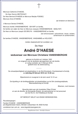 André D`HAESE - Begrafenissen, Geers