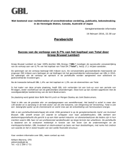 Persbericht