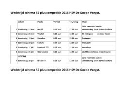 Wedstrijd schema 55 plus competitie 2016 HSV De Goede Vangst