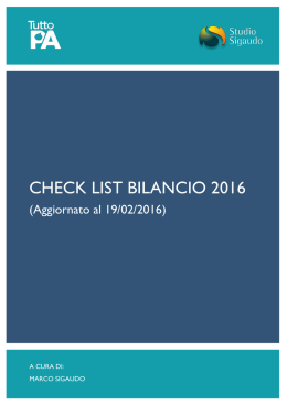 CHECK LIST BILANCIO 2016