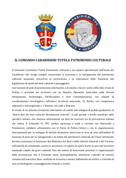 il comando carabinieri tutela patrimonio culturale