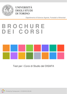 Brochure dei corsi  - Test per i Corsi di Studio del DISAFA