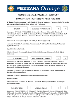 Pezzana Orange - Comunicato 7 - Orange League 2015-2016