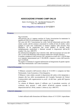 ASSOCIAZIONE DYNAMO CAMP ONLUS Nota integrativa al
