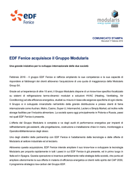 Comunicato stampa – EDF Fenice acquisisce il Gruppo Modularis