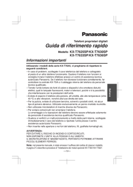 Manuale d`uso dei telefoni proprietari digitali Panasonic serie
