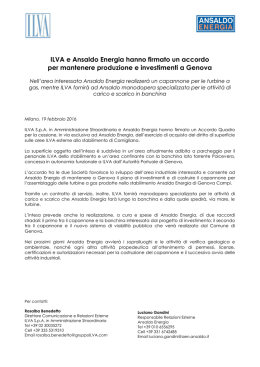 ILVA e Ansaldo Energia hanno firmato un accordo per mantenere