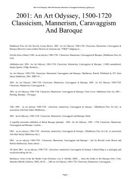 2001: An Art Odyssey, 1500-1720 Classicism, Mannerism