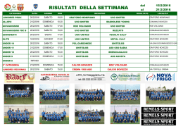 RISULTATI DELLA SETTIMANA