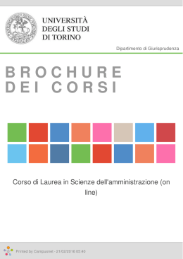 Brochure dei corsi  - Corso di Laurea in Scienze dell