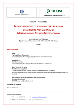 Bologna 4 marzo 2016 - PRESENTAZIONE DELLO SCHEMA DI
