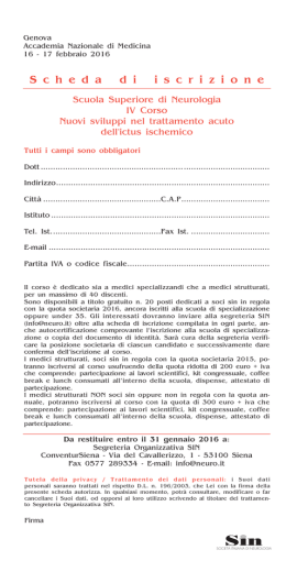 Scheda di iscrizione - Società italiana di neurologia