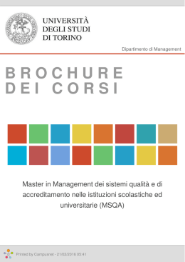 Brochure dei corsi  - Master in Management dei sistemi qualità