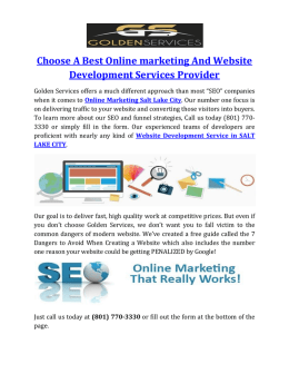 Choose A Best Online marketing And Website Development Services Provider