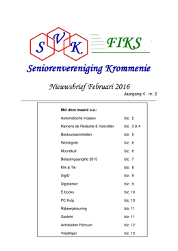 Nieuwsbrief Februari 2016 - Senioren Vereniging Krommenie
