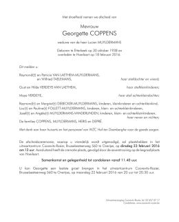 Georgette COPPENS - Uitvaartverzorging Coorevits – Rosier