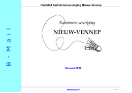 februari 2016 - Badmintonvereniging Nieuw Vennep