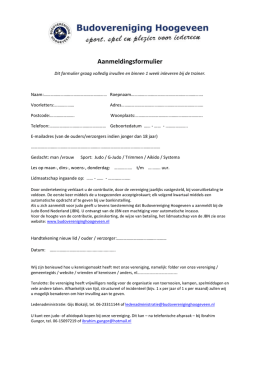 Aanmeldingsformulier - Budo Vereniging Hoogeveen