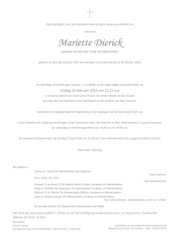 Mariette Dierick - Begrafenissen Van Damme